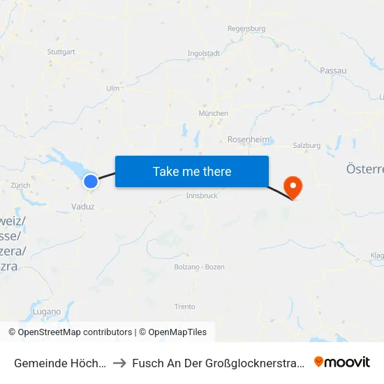Gemeinde Höchst to Fusch An Der Großglocknerstraße map