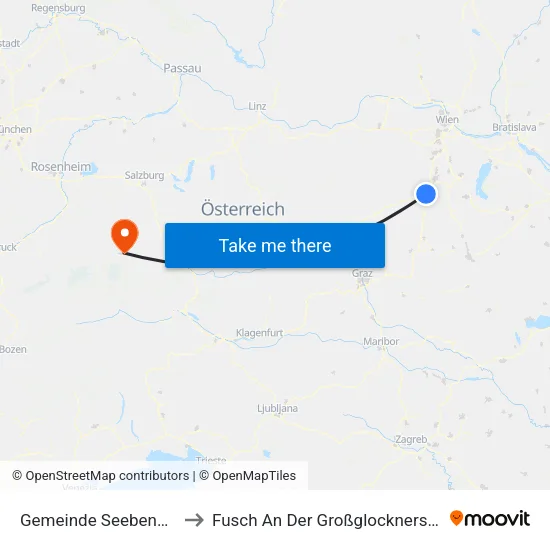 Gemeinde Seebenstein to Fusch An Der Großglocknerstraße map