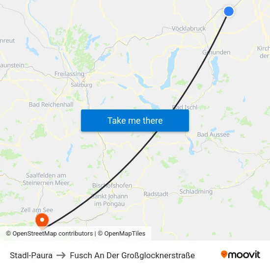 Stadl-Paura to Fusch An Der Großglocknerstraße map