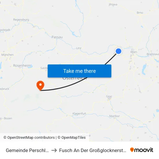 Gemeinde Perschling to Fusch An Der Großglocknerstraße map