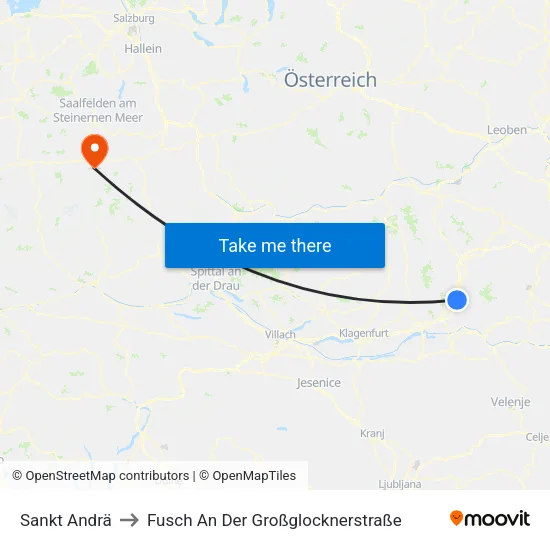 Sankt Andrä to Fusch An Der Großglocknerstraße map