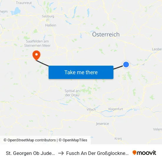 St. Georgen Ob Judenburg to Fusch An Der Großglocknerstraße map