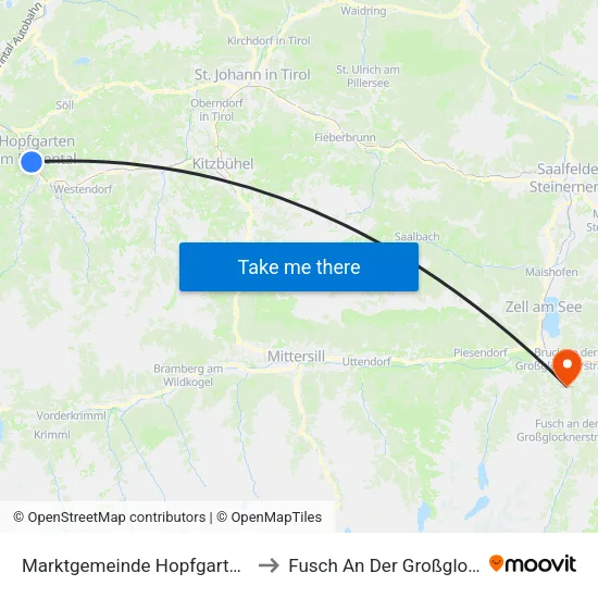 Marktgemeinde Hopfgarten Im Brixental to Fusch An Der Großglocknerstraße map