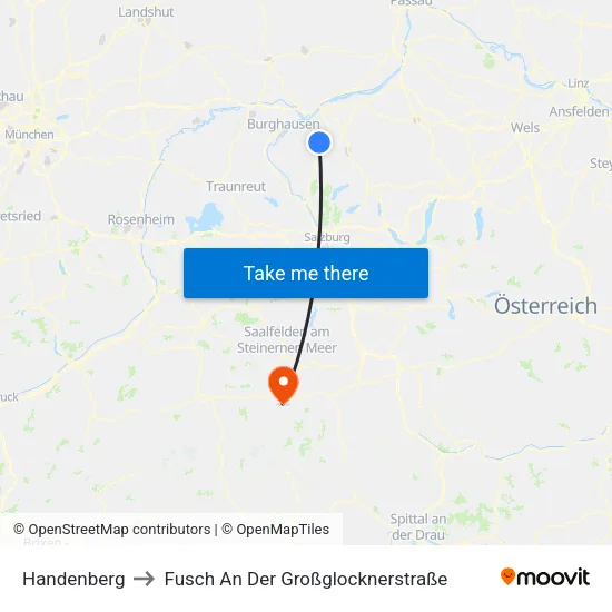 Handenberg to Fusch An Der Großglocknerstraße map