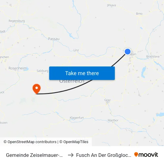 Gemeinde Zeiselmauer-Wolfpassing to Fusch An Der Großglocknerstraße map