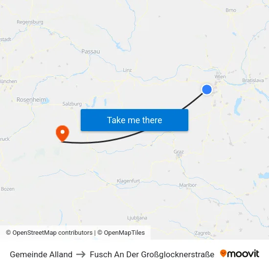Gemeinde Alland to Fusch An Der Großglocknerstraße map