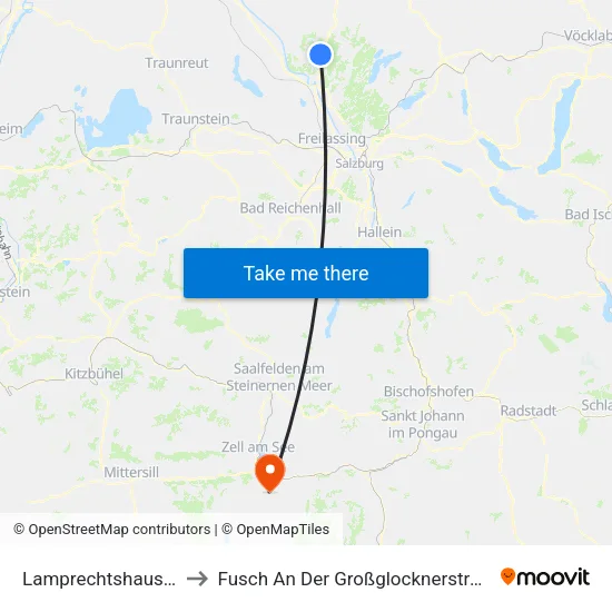 Lamprechtshausen to Fusch An Der Großglocknerstraße map