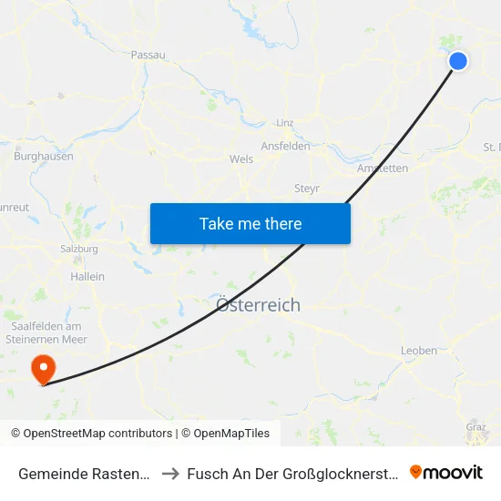Gemeinde Rastenfeld to Fusch An Der Großglocknerstraße map
