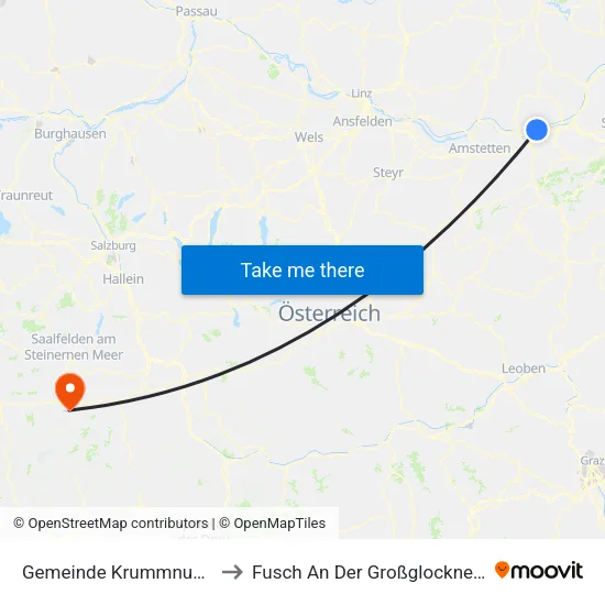 Gemeinde Krummnußbaum to Fusch An Der Großglocknerstraße map
