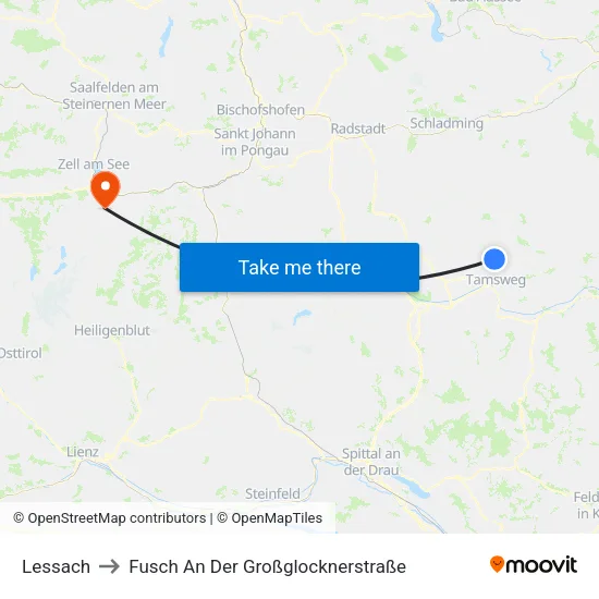 Lessach to Fusch An Der Großglocknerstraße map