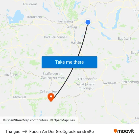 Thalgau to Fusch An Der Großglocknerstraße map