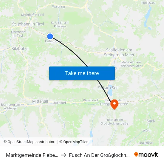 Marktgemeinde Fieberbrunn to Fusch An Der Großglocknerstraße map