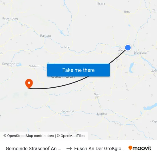 Gemeinde Strasshof An Der Nordbahn to Fusch An Der Großglocknerstraße map