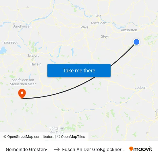 Gemeinde Gresten-Land to Fusch An Der Großglocknerstraße map
