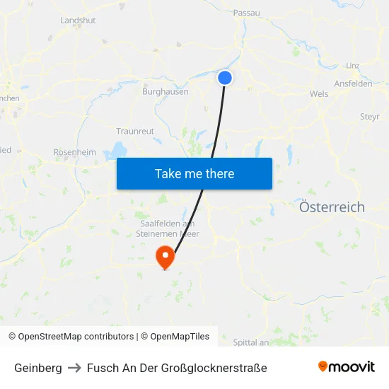 Geinberg to Fusch An Der Großglocknerstraße map