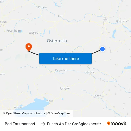 Bad Tatzmannsdorf to Fusch An Der Großglocknerstraße map