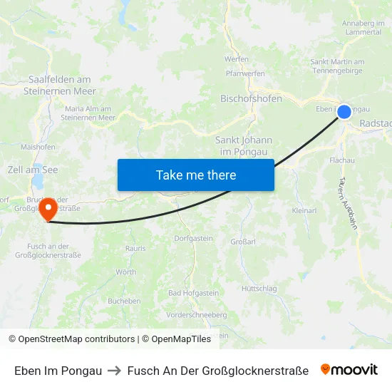 Eben Im Pongau to Fusch An Der Großglocknerstraße map