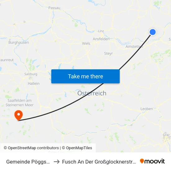 Gemeinde Pöggstall to Fusch An Der Großglocknerstraße map