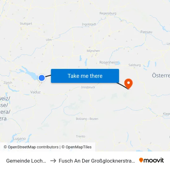 Gemeinde Lochau to Fusch An Der Großglocknerstraße map