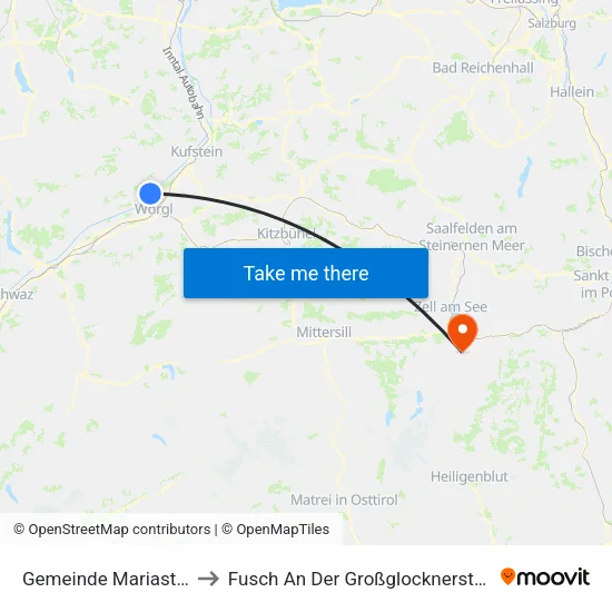 Gemeinde Mariastein to Fusch An Der Großglocknerstraße map