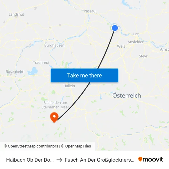 Haibach Ob Der Donau to Fusch An Der Großglocknerstraße map