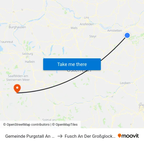 Gemeinde Purgstall An Der Erlauf to Fusch An Der Großglocknerstraße map
