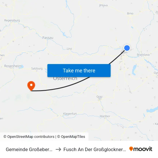 Gemeinde Großebersdorf to Fusch An Der Großglocknerstraße map