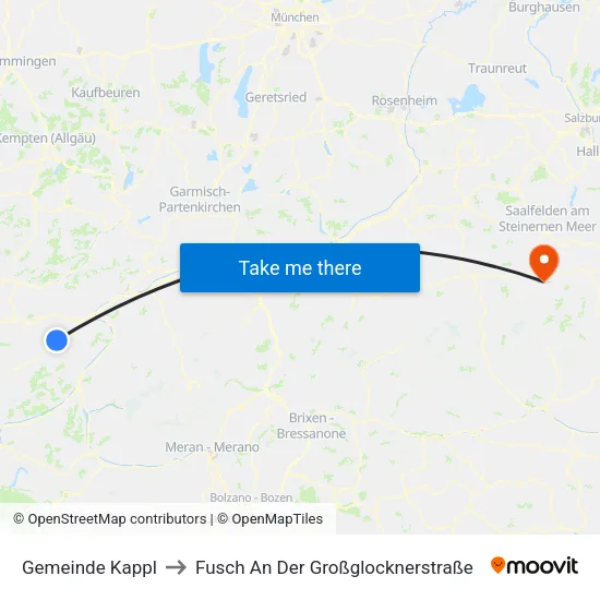 Gemeinde Kappl to Fusch An Der Großglocknerstraße map