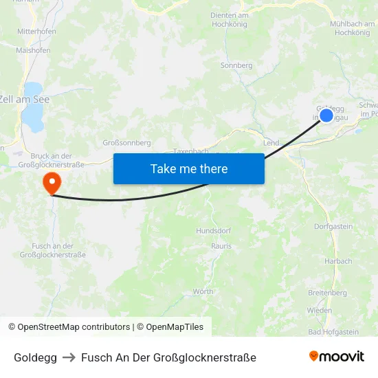 Goldegg to Fusch An Der Großglocknerstraße map