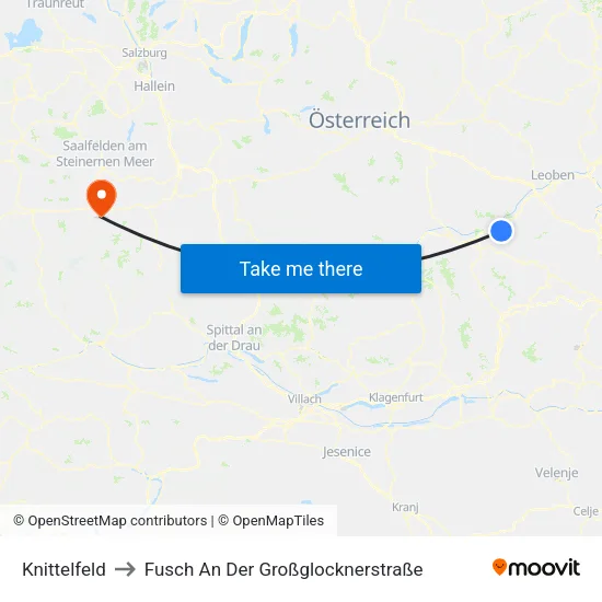 Knittelfeld to Fusch An Der Großglocknerstraße map