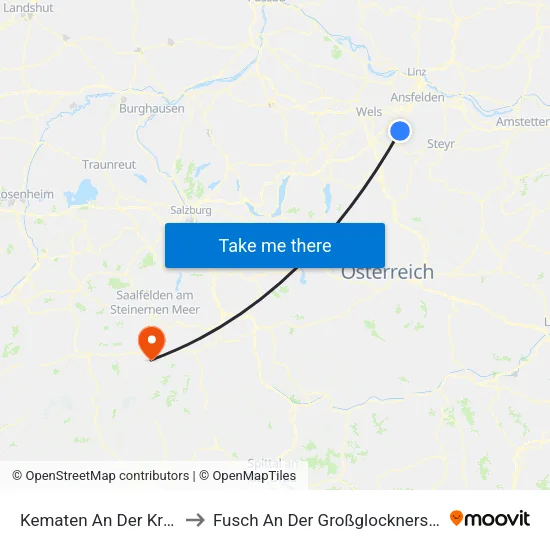 Kematen An Der Krems to Fusch An Der Großglocknerstraße map