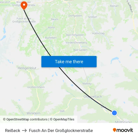 Reißeck to Fusch An Der Großglocknerstraße map