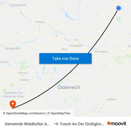 Gemeinde Waidhofen An Der Thaya to Fusch An Der Großglocknerstraße map