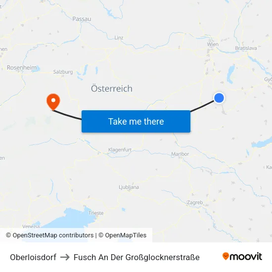 Oberloisdorf to Fusch An Der Großglocknerstraße map