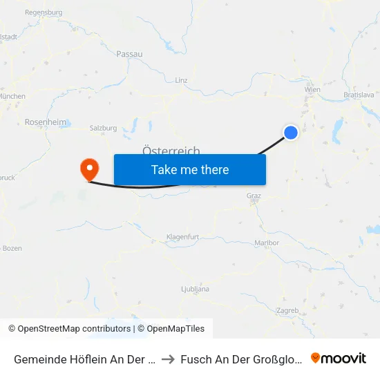 Gemeinde Höflein An Der Hohen Wand to Fusch An Der Großglocknerstraße map
