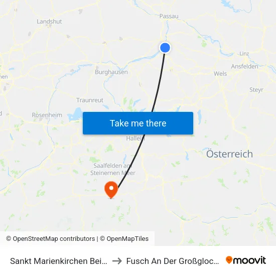 Sankt Marienkirchen Bei Schärding to Fusch An Der Großglocknerstraße map