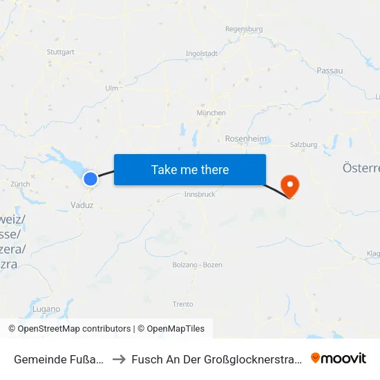 Gemeinde Fußach to Fusch An Der Großglocknerstraße map