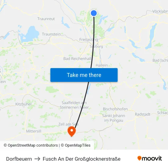 Dorfbeuern to Fusch An Der Großglocknerstraße map