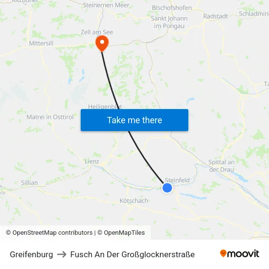 Greifenburg to Fusch An Der Großglocknerstraße map