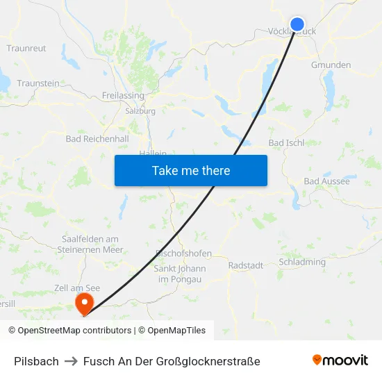 Pilsbach to Fusch An Der Großglocknerstraße map