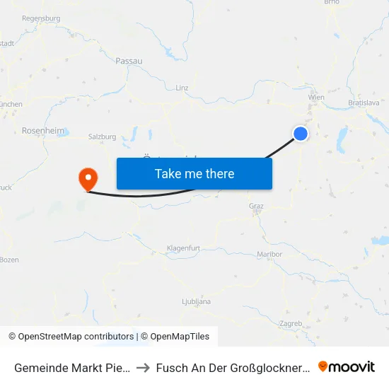 Gemeinde Markt Piesting to Fusch An Der Großglocknerstraße map