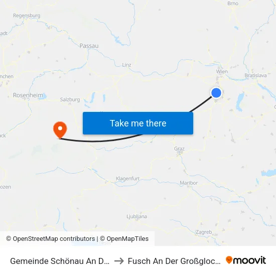 Gemeinde Schönau An Der Triesting to Fusch An Der Großglocknerstraße map