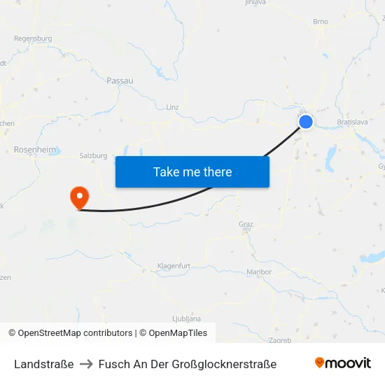 Landstraße to Fusch An Der Großglocknerstraße map