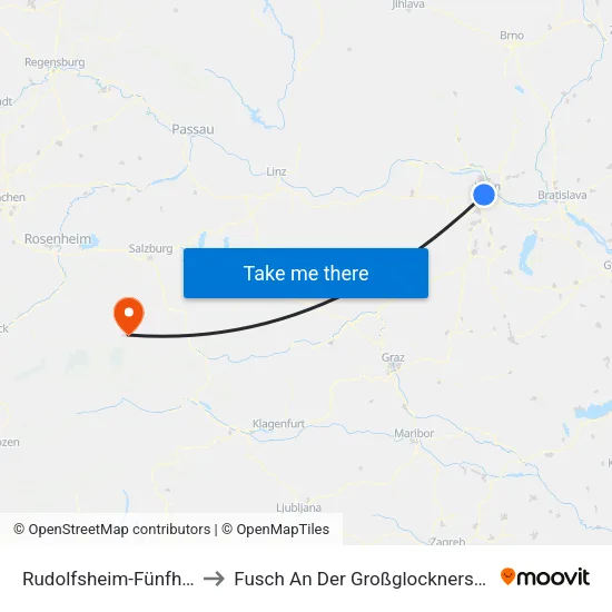 Rudolfsheim-Fünfhaus to Fusch An Der Großglocknerstraße map
