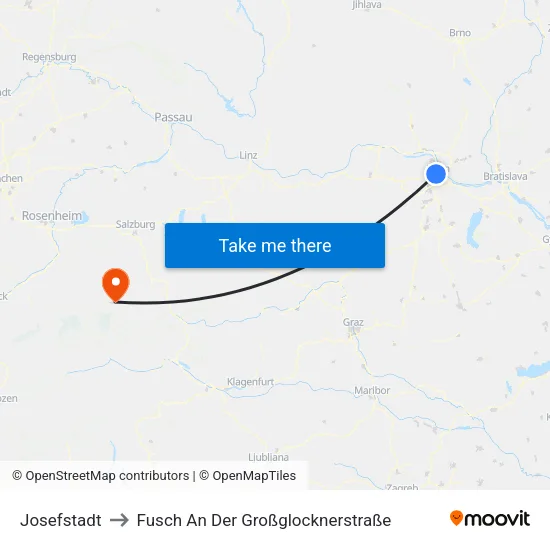Josefstadt to Fusch An Der Großglocknerstraße map