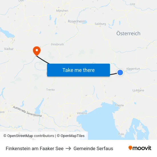 Finkenstein am Faaker See to Gemeinde Serfaus map