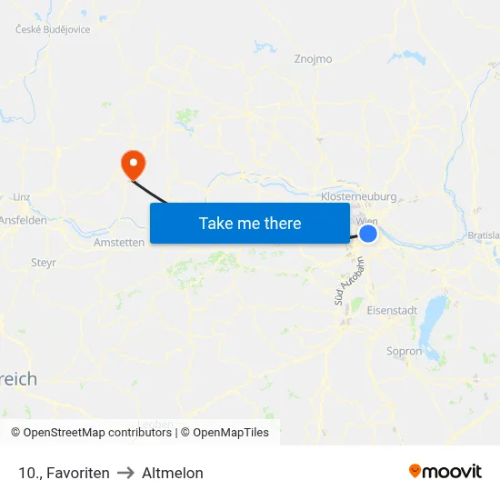 10., Favoriten to Altmelon map