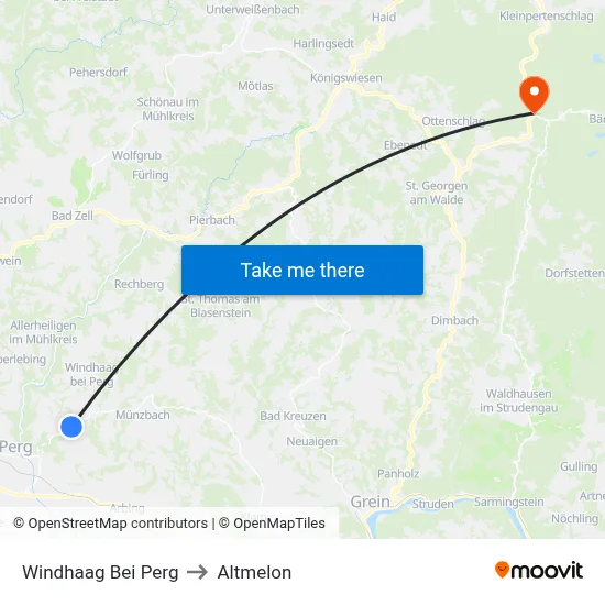 Windhaag Bei Perg to Altmelon map