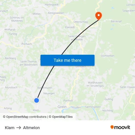 Klam to Altmelon map