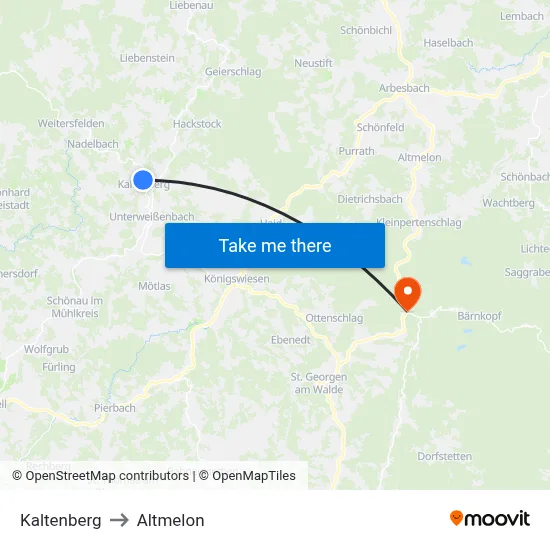 Kaltenberg to Altmelon map